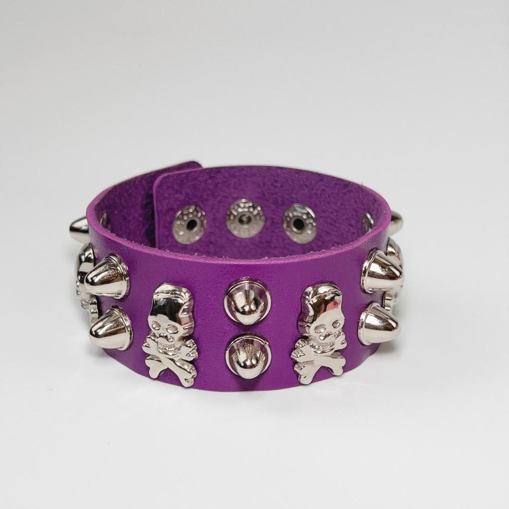 European & American Multi-layer Leather Skull Rivet Punk Bracelet