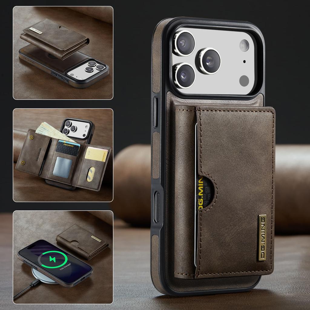 Leather Phone Case for iPhone 17 Pro Max 16E 17Air 16 Pro 15 Plus 14 13 12 11 Magnetic Detachable RFID Blocking Card Slot Wallet