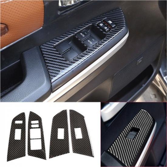 Fits Tundra 2014-2018 Carbon Fiber Interior Door Window Switch Cover Trim