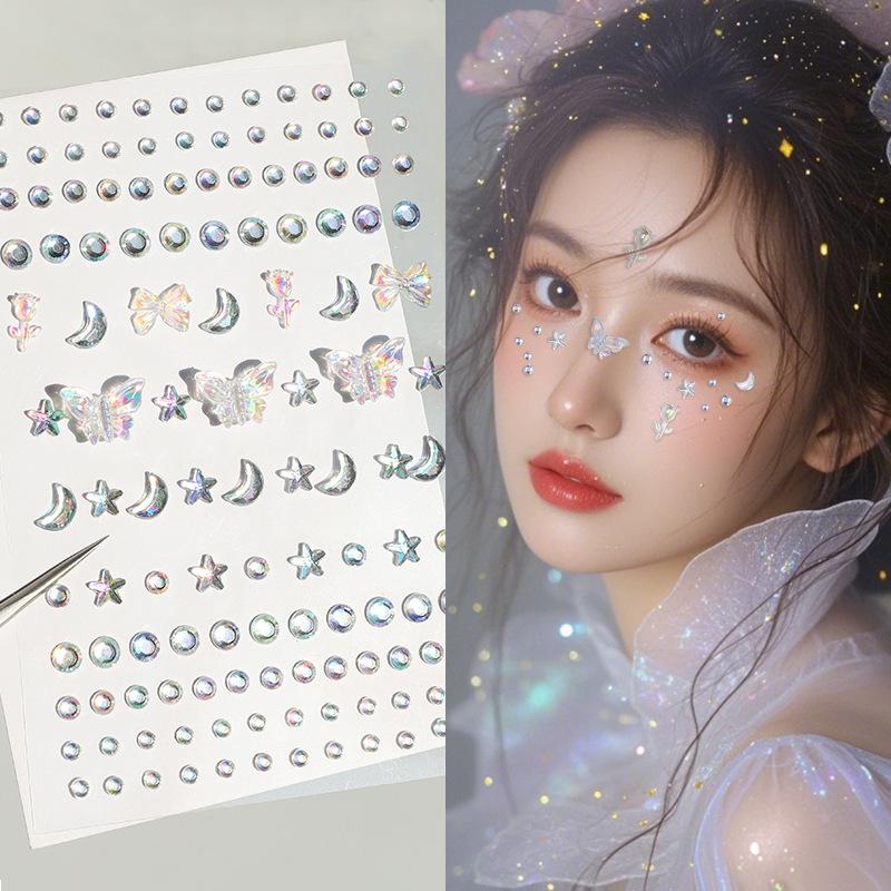 Children's Rhinestone Rose Diamond Face Stickers for Concert Makeup & Styling