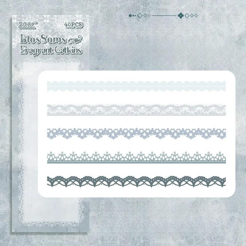 30 Stück/Beutel Florale Spitze Skalierbare Scrapbooking-Aufkleber PET Transparente Abziehbilder für DIY Handkonto Handyhülle Spiegel Bastelarbeiten