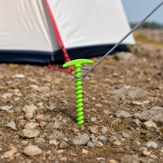 Yousheng 10Pcs Plastic Screw-in Tent Stake, Heavy Duty T-shaped Canopy Tent Peg, Windproof Spiral Ground Stake for Outdoor Camping Hiking