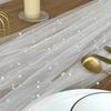 White Tulle Pearl Table Runner Sheer Table Cloth Table Decorations Bridal Veil  Birthday Party