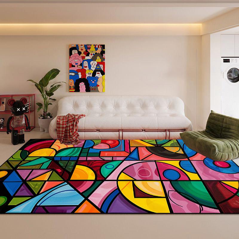 Nordic Abstract Living Room Carpet Modern Geometric Bedroom Large Area Rugs Washable Home Lounge Carpets Anti-slip Bathroom Mat