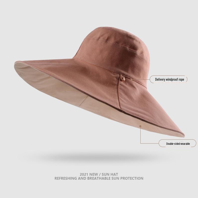 

Женская модная складная шляпа от солнца: Двусторонняя, защита от УФ-излучения, большие поля, летний козырек 56-58cm розовый/бежевый