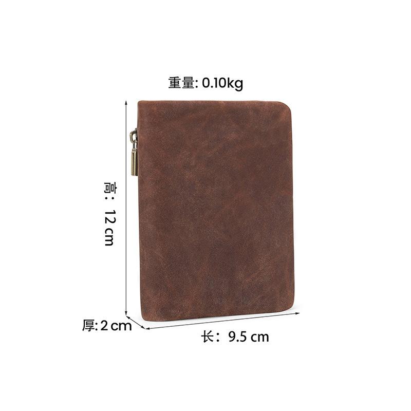 New Crazy Horse leather wallet men's high-end short retro men's bag multi-card zipper leather wallet