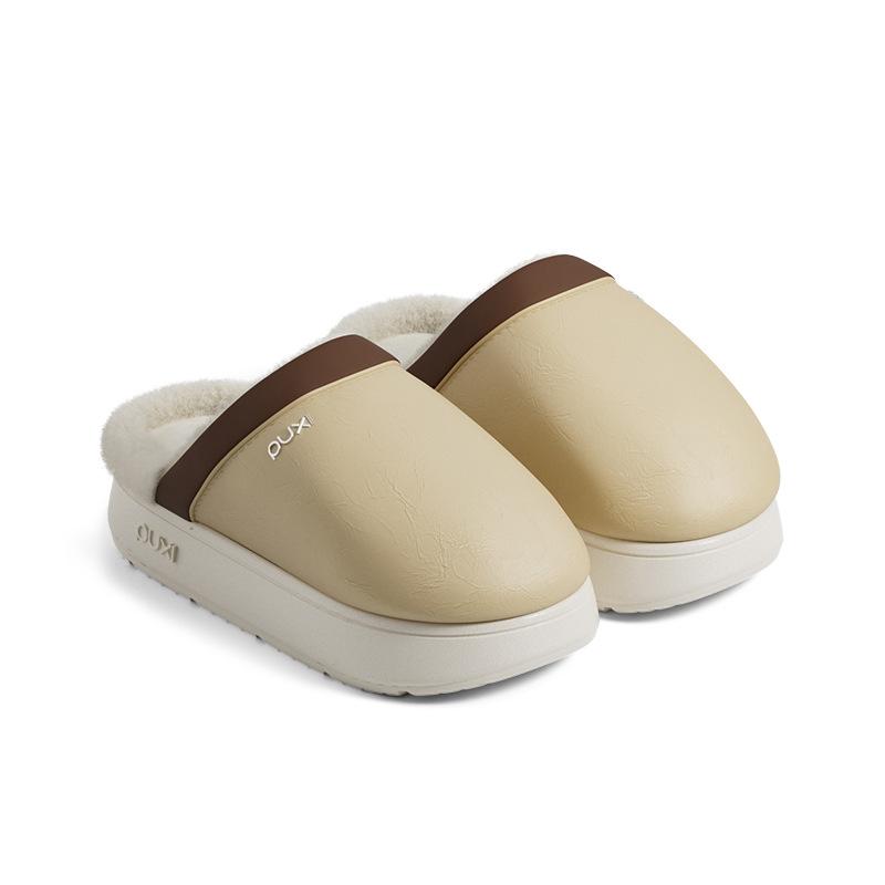 Puxi Qiwu cotton slippers home comfortable couple velvet warm thick bottom non-slip simple anti-splashing cotton slippers