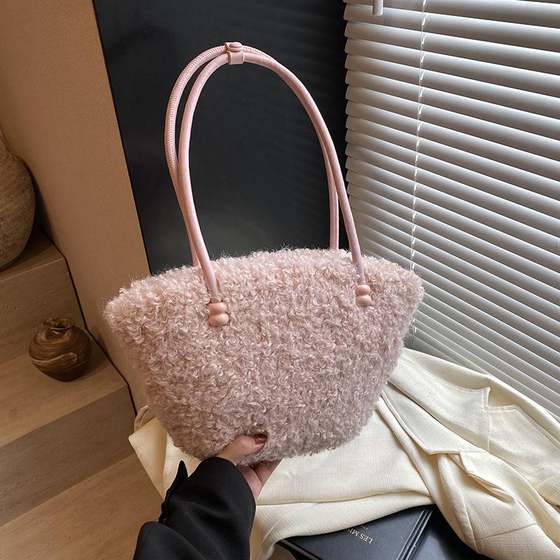 Plush Bag Women's Large-capacity New Autumn and Winter Shoulder Underarm Bag, Plush Commuter Tote Bag