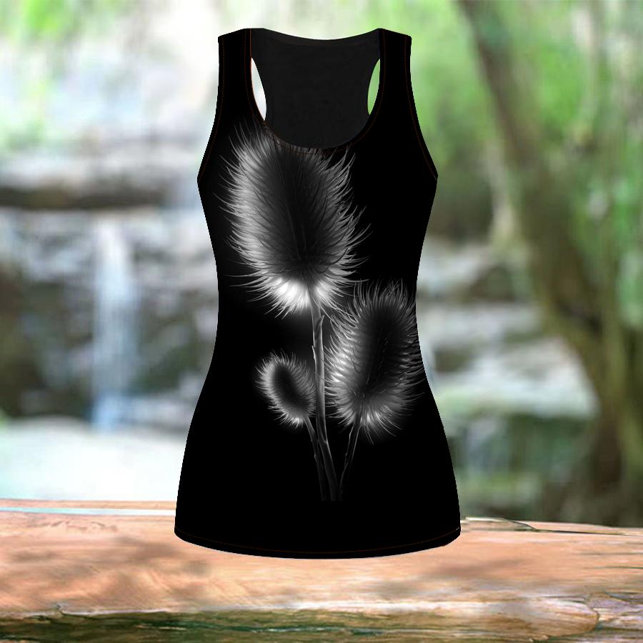 3D Gradient Blue Feather Print Women Workout Yoga Gym Printed Summer Sport Shirts Plus Size Vests