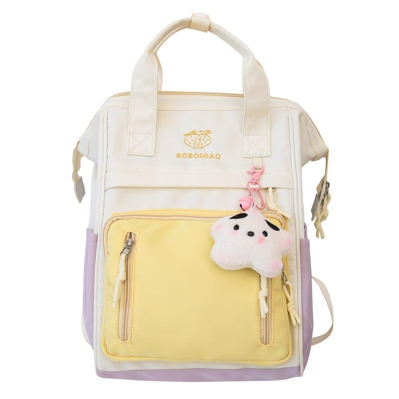 

Color Block Women s Travel Backpack Student Schoolbag Handbag Children Large Capacity Backpack жовтий