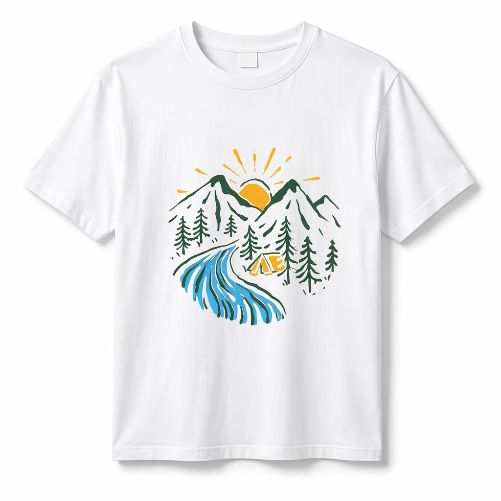 WoUnisexs Mountain Camping Graphic T Shirt 100 Cotton Oversized Crew Neck Short Sleeve Outdoor Adventure Tee