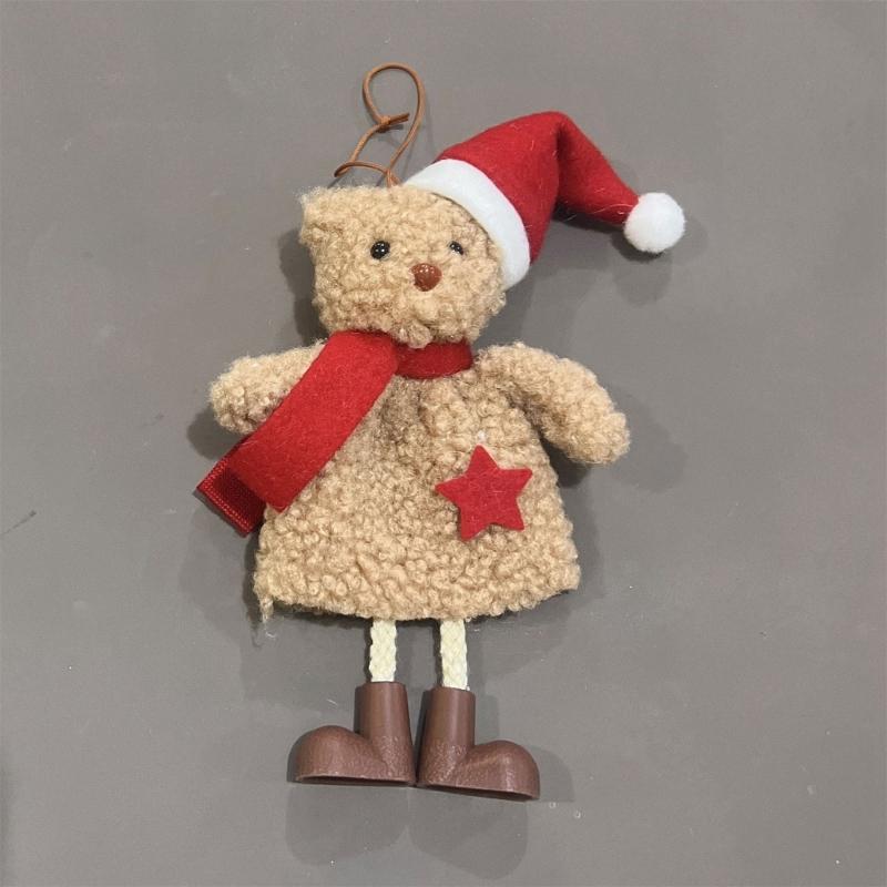 Christmas Tree Decorations Santa Hat Bear Christmas Ornament Fabric Doll Small Pendant For Home Party And Holiday