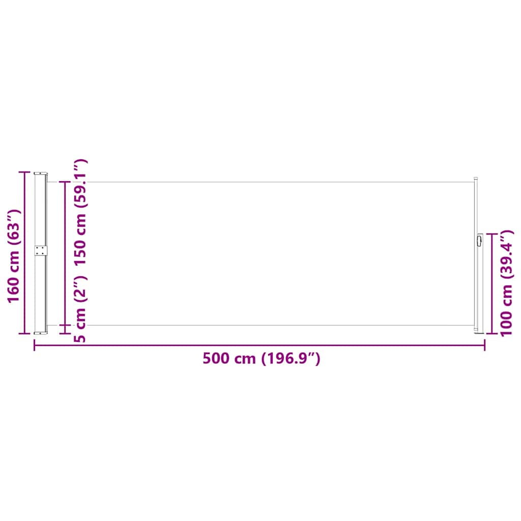 Retractable Side Awning 160x500 Cm Red