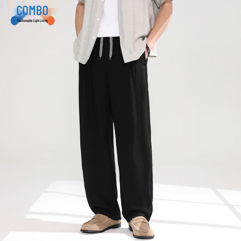 Men s Linen Blend Straight Leg Casual Pants 2XL