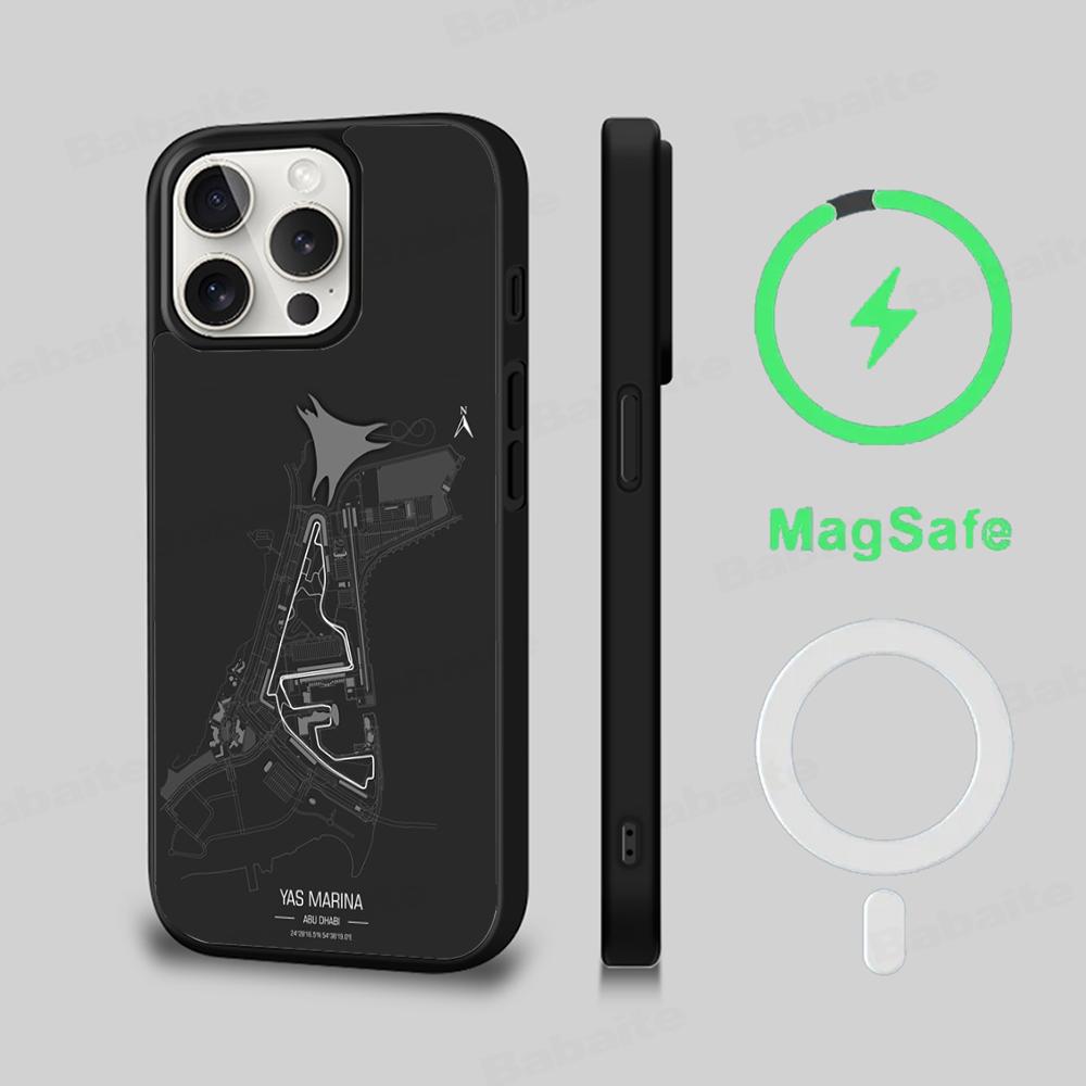 F1 Race Track Prints Phone Case Magnetic Case For IPhone 16 14 13 12 11 15 Pro Max Plus For Magsafe Wireless Charge Cover