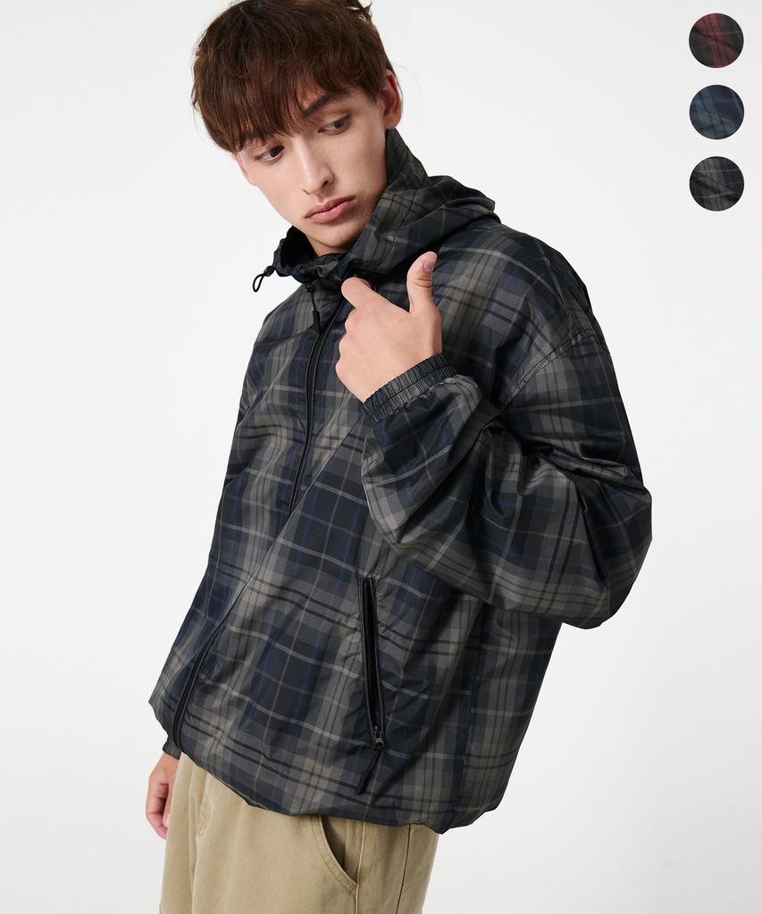 TRILLION City Utility Check Hooded Windbreaker_3Color