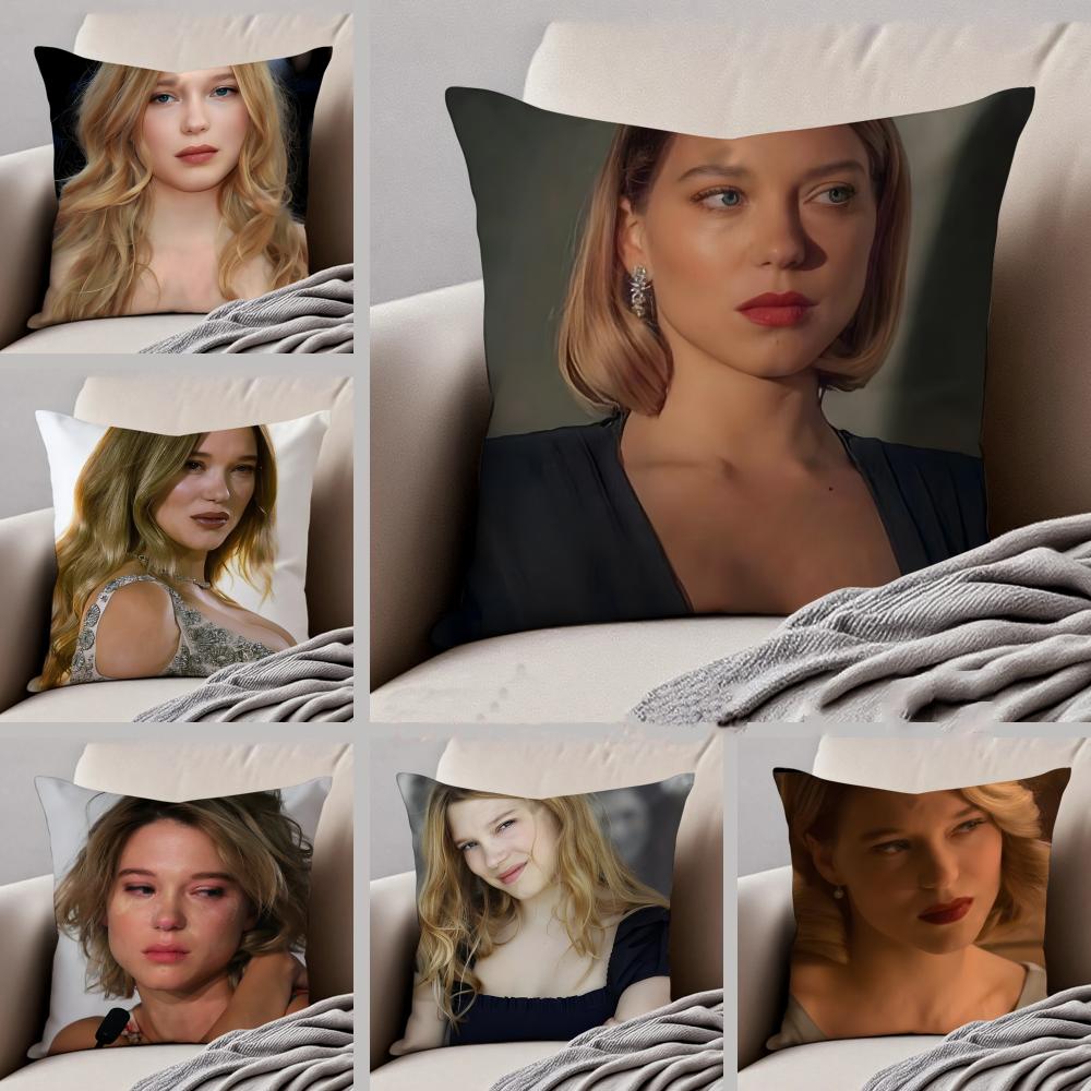 LLea Seydoux Cushion Cover Throw Pillow Cover Hidden Button Durable Polyester Chair Cushion