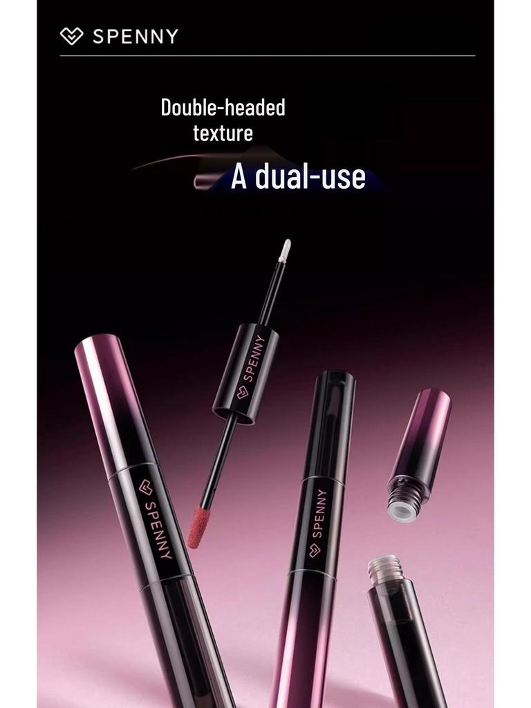 Shapeni Double-Ended Mirror Lip Gloss & Plump Lip Mud - Long-lasting, Non-Staining, Ideal for Students, Asian Makeup.