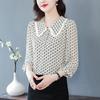 Mom's Fashionable 3/4 Sleeve Blouse Doll Collar Chiffon Shirt Women's Spring Autumn New Bottoming Top M-4XL