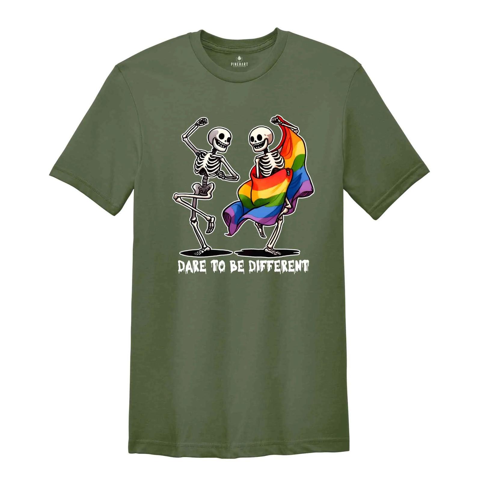Dare To Be Different Shirt, Skeleton Shirt, Human Rights Shirt, Love Is Love Shi S разноцветный
