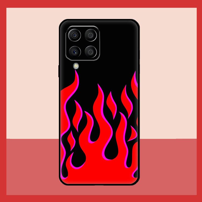 Blue Red Flame Fire Case For Samsung Galaxy M52 M32 M53 M16 M11 M21 M31 M35 M12 M13 M14 M15 M36 M56 M55 M34 M54