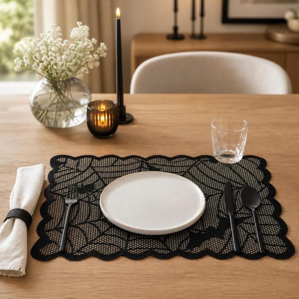 Gothic Style Halloween Placemats Skeleton Bat Table Napkins Durable Dining Mat Dining Table
