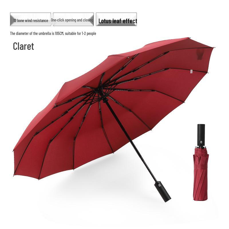 Extra-Large Automatic Black Men's Sunshade & Rain Umbrella - Sturdy, Foldable, Customizable with Thickened Design