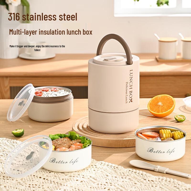3-Layer Round 316 Stainless Steel Lunch Box