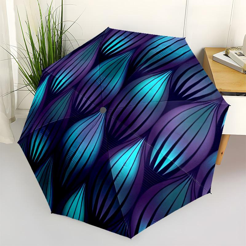 

1pc Peacock Feather Pattern Automatic Folding Umbrella - Portable Collapsible Design, 8-Rib Iron Frame, Durable Fabric yy251125129