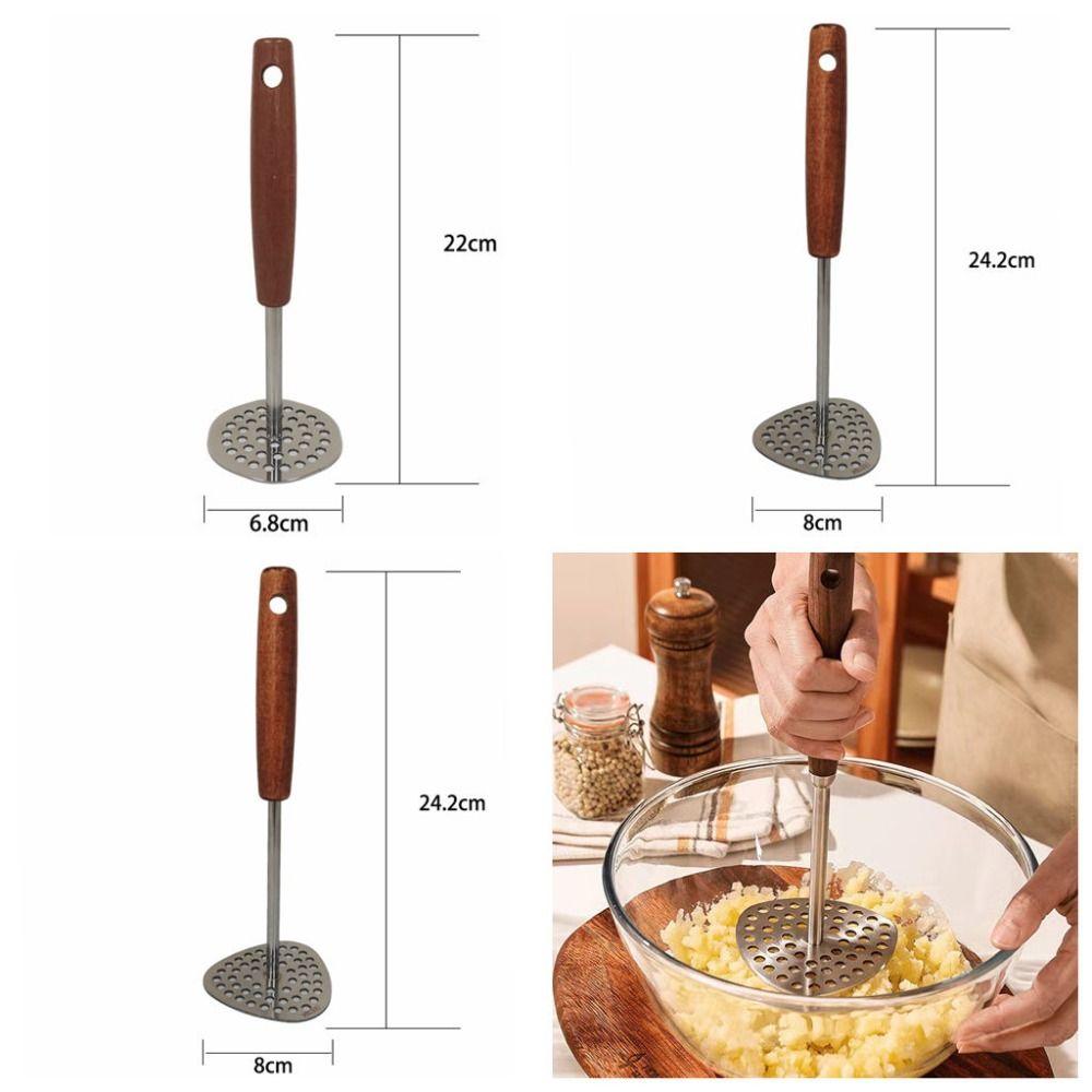 Wooden Handle Potatoes Masher Stainless Steel Avocado Masher Hand Tool Kitchen Tool  Kitchen