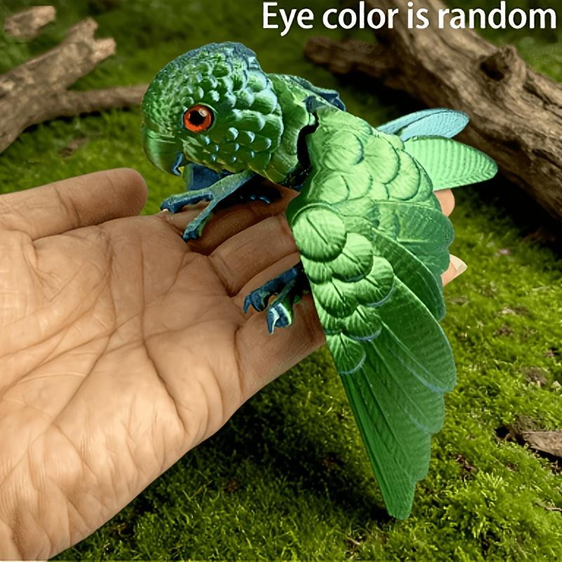 1-Piece Parrot-Shaped Ornament 3D Printed Parrot Craft Ornament Gift Creative Figurine Animal Jointed Movable Model Holiday Birthday Creative Gift