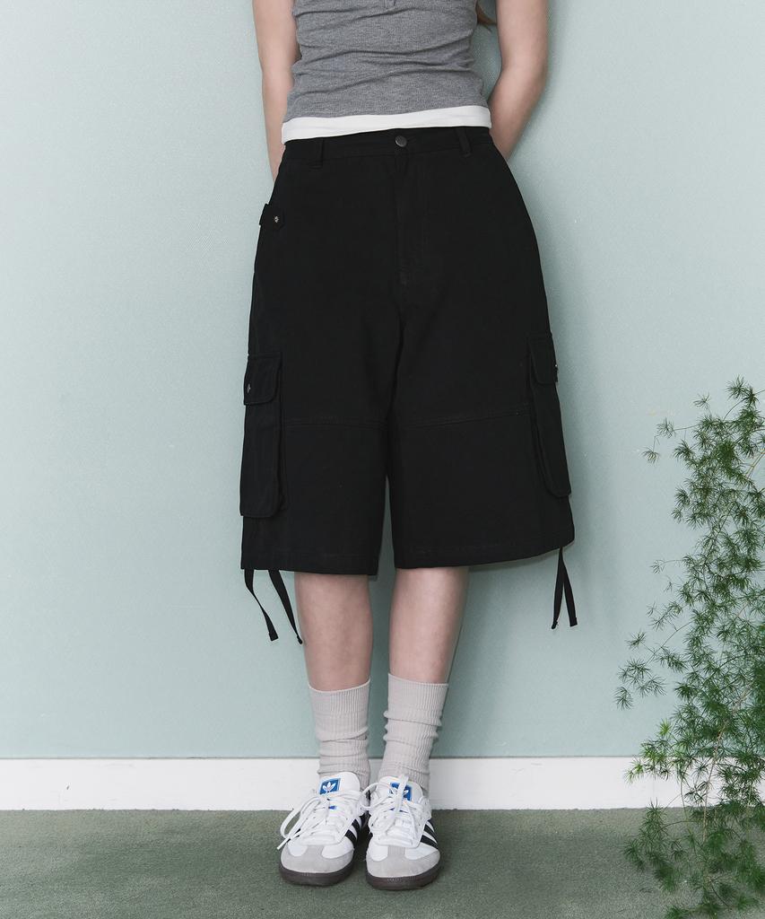 Ledeoli Studded Cotton Cargo Bermuda Pants [2 Colors]