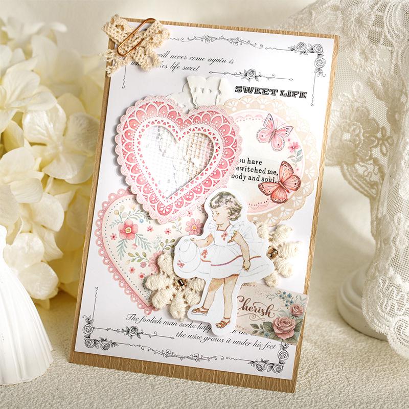 Όμορφη Μέρα Ρετρό Αυτοκόλλητο Σύνολο με Δαντελωτή Άκρη για Ημερολόγια και Χειροτεχνίες DIY