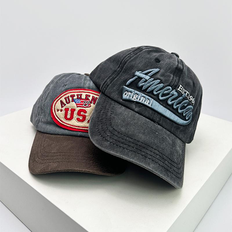 Personal Letter Embroidery Baseball Hats Breathable New Unisex Sunshade American Retro Peaked Caps Distress Versatile Street ins