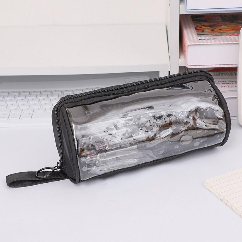 PVC Large Capacity Pencil Bag Standing Zipper Pencil Case Transparent Pencil Case  School Supplies