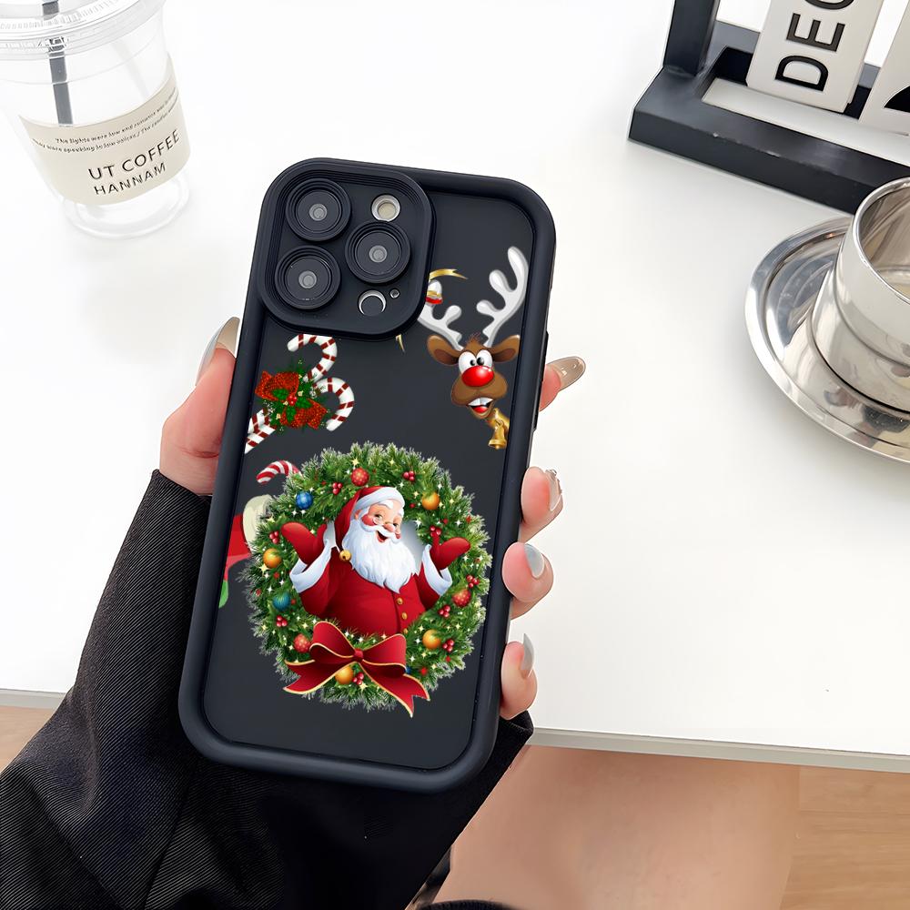 Coque de téléphone Père Noël Arbre de Noël Silicone Souple Pour IPhone 17 16 15 14 13 12 Mini 11 Pro Max Plus Protection Objectif Caméra Cov