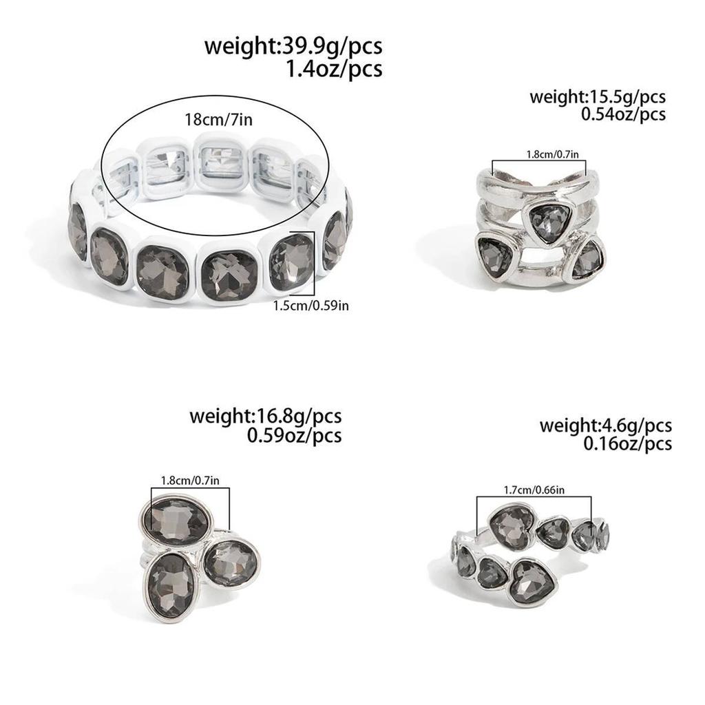 Salircon Elegancka nieregularna bransoletka z akrylowymi cyrkoniami, otwarta obrączka dla kobiet, koreańska moda, geometryczna, regulowana, biżuteria na imprezę, prezent