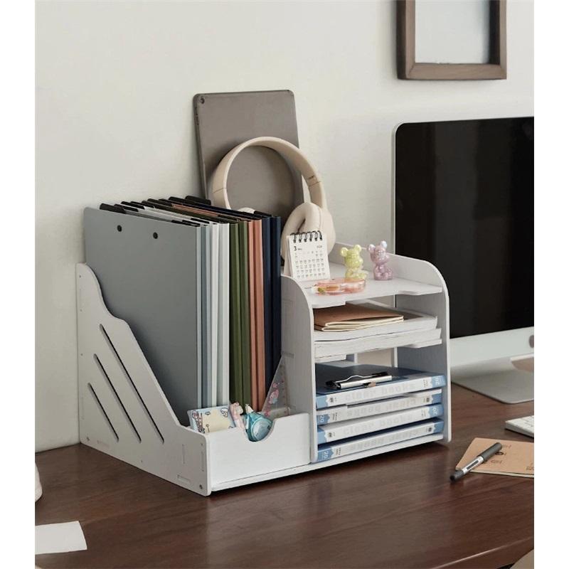 Desk Organizer Shelf - Multi-purpose Book Magazine Storage Stand Holder for School Office Supplies