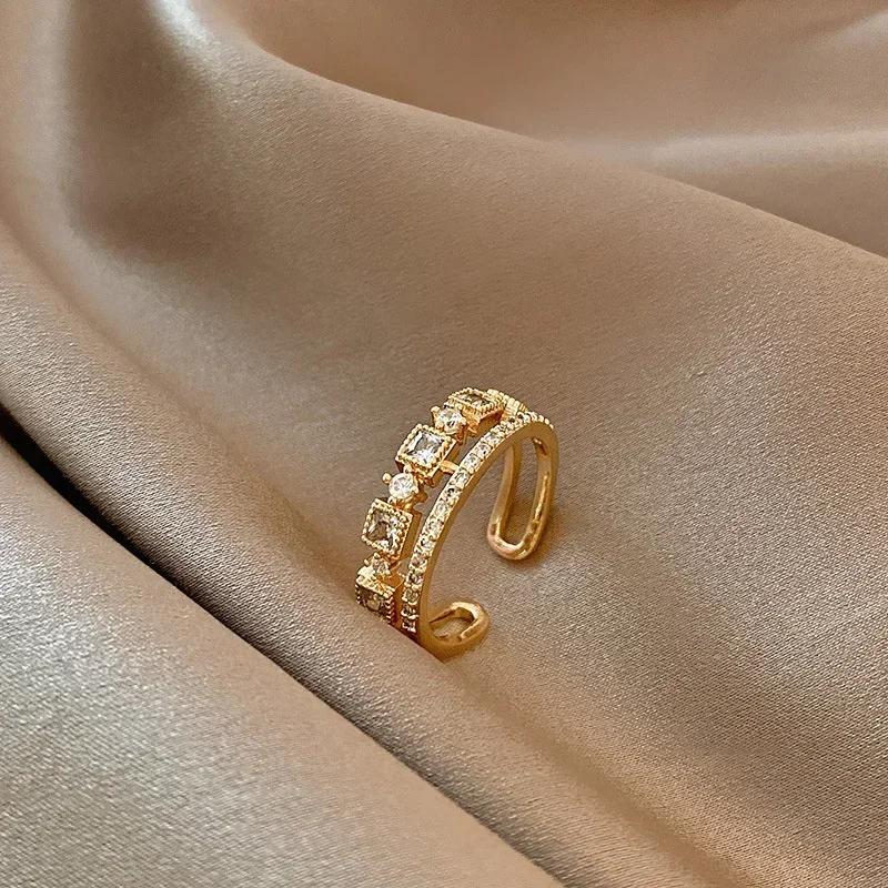 Rings For Women Irregular Hollow Opening Stainless Steel Gold Color Geometric Rings Fashion Simple Party Christmas Jewelry Gifts