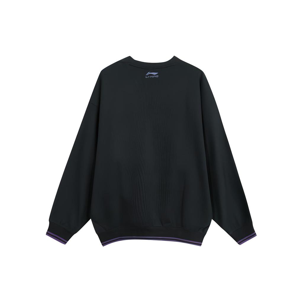 Li Ning Casual Loose Graphic Sports Crew Neck Sweatshirt Women Sweatshirt Standard-Black AWDQ598-3
