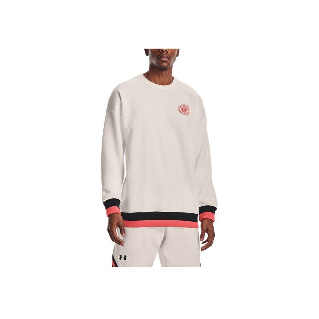 Under Armour Rival Fleece Warm-Up Pullover Sweatshirt Men Tops White 1361455-112