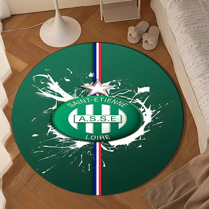 1PC Green Saint-Etienne Football  Round Rug for Livingroom,Bedroom, Palyroom, Chair Rug, Area rug, Circle Carpet, Large Size Fan Christmas gift