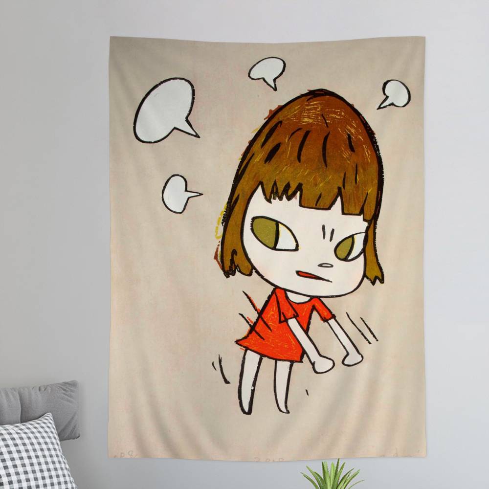 Yoshitomo Nara DIY Wall Tapestry Hippie Flower Wall Carpets Dorm Decor Wall Art Decor