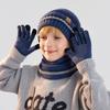 Kinder Hut Handschuhe Schal Set Winter Outdoor Kältefest Warm Gestrickte Wollmütze Samt Ohrenschutz Mütze