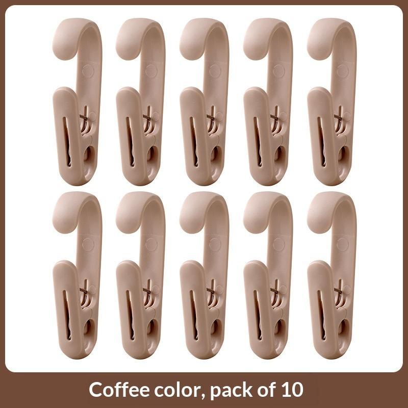 10Pcs Multifunctional Clip Kitchen Storage Hook Curtain Clip Hanging Plastic Clip Coat Clip Home Storage Hook Wall Hook