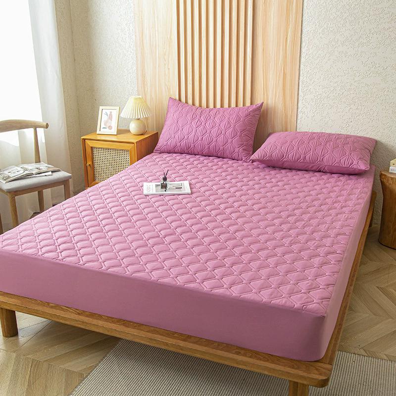 Waterproof Fitted Bed Sheet with 360 Elastic Band Quilted Mattress Protector Cover for Single Double King Queen Size Bedsheet