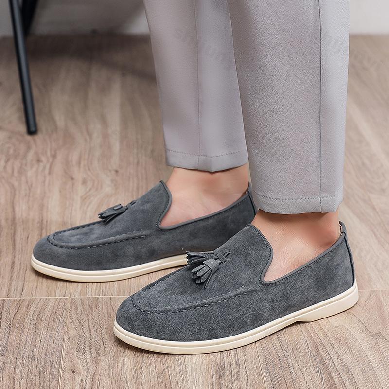 Autumn Men Flat Loafers 2025 Frosted Suede Flat Shoes Comfortable Non Slip Fashion Loafers Lightweight Outdoor Casual Shoes