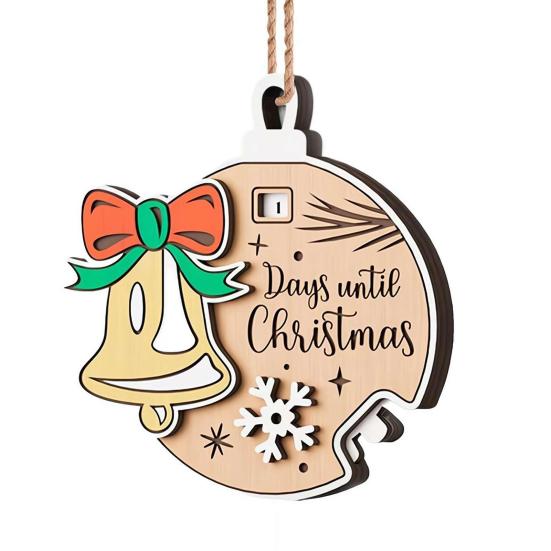 Xmas Countdown Sign Wooden Days Until Christmas Ornament Rustic Hanging Advent Calendar for Mantel Christmas Tree Decoration