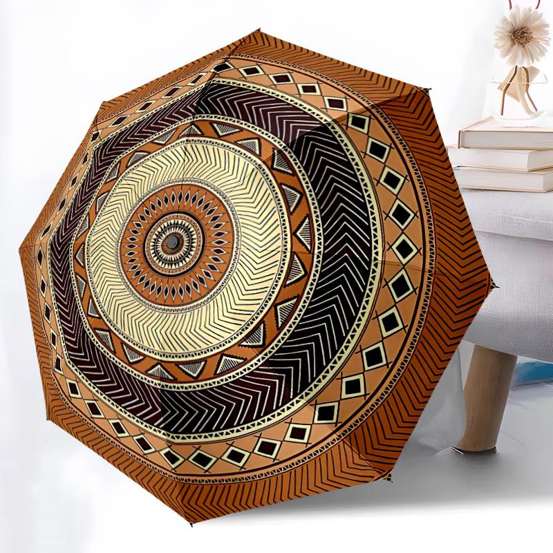 1pc Mandala Pattern Automatic Opening/Closing Folding Umbrella with 8 Ribs,Portable Sunshade Umbrella Birthday and Holiday Gifts Yy251231087
