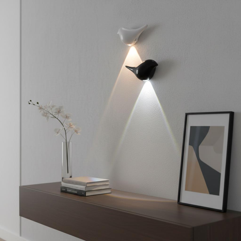 Simple Bird Night Light Magnet Motion Sensor Body Hallway Lamp Rechargeable LED Wall Sconces for Toilet Stairway Bedroom Kitchen